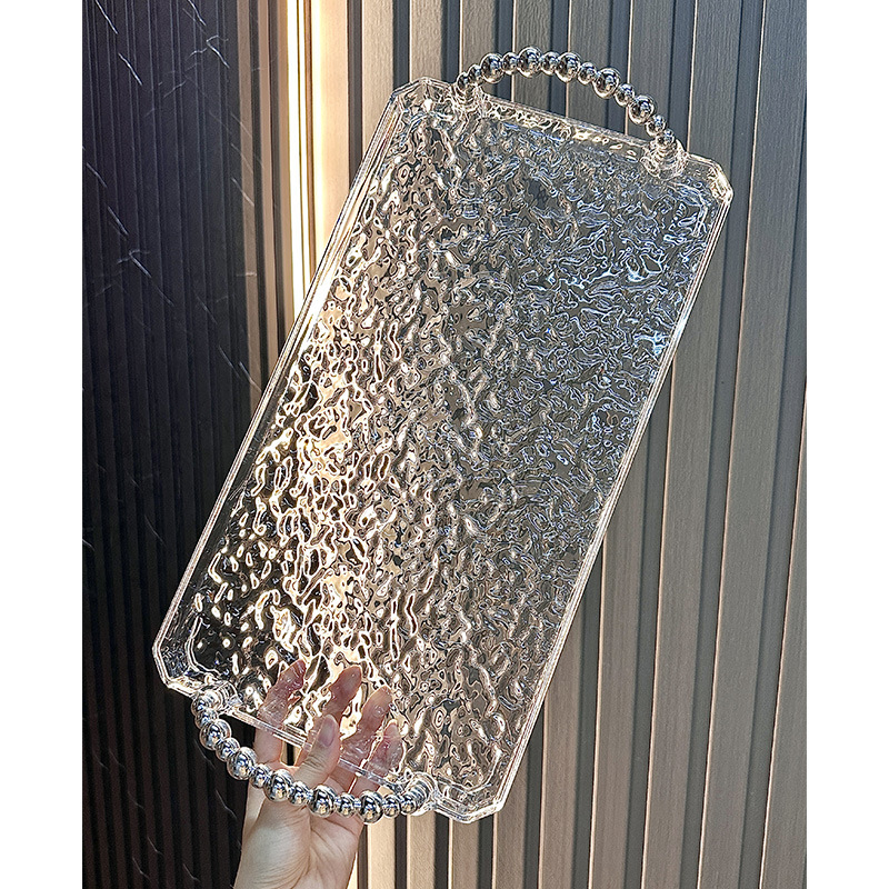 Stačiakampė plastikinė arbatos padėkšlė su vaisių ekspozicija, spausdintas logotipas, elektroplating paviršius, pritaikomas raštas