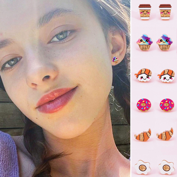 Cercei pentru copii în stil desen animat, din plastic/rezină, pentru vârste de la 3 ani în sus, ambalate individual, posibilitatea imprimării logo-ului