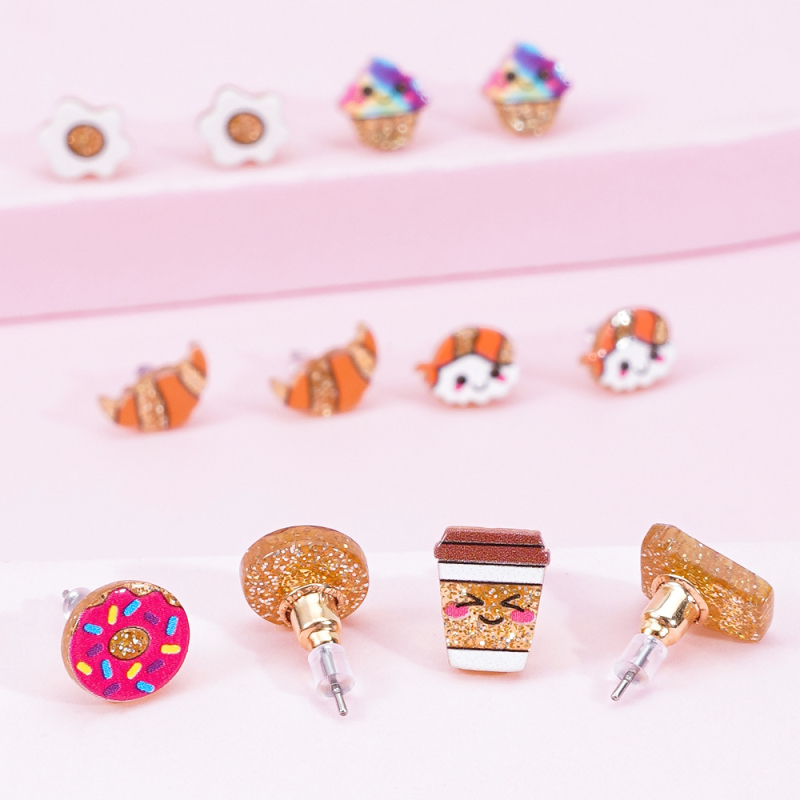 Cercei pentru copii în stil desen animat, din plastic/rezină, pentru vârste de la 3 ani în sus, ambalate individual, posibilitatea imprimării logo-ului