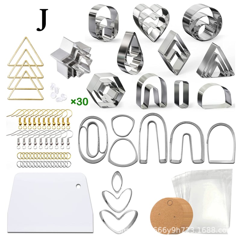 141 darabos rozsdamentes acél agyag fülbevaló vágó- és gyurma eszközök készlet, levél alakú formák, rajzfilm stílus