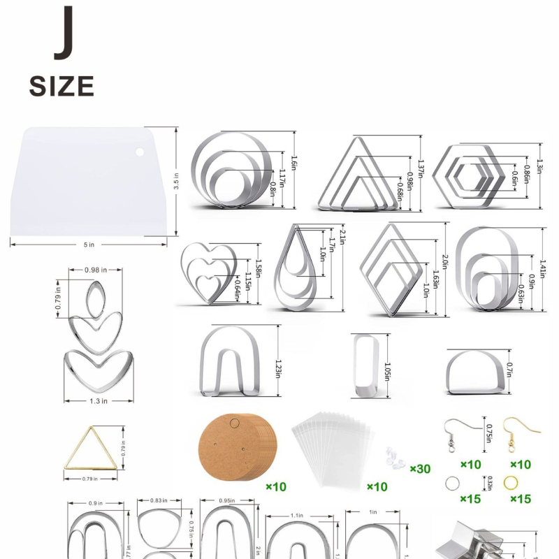 141 darabos rozsdamentes acél agyag fülbevaló vágó- és gyurma eszközök készlet, levél alakú formák, rajzfilm stílus