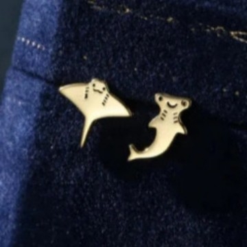 Bakrene naušnice s ušnim postovima od 18K zlata, elektroplatirano, oblik životinje, model EJ3063, unisex, nišni stil