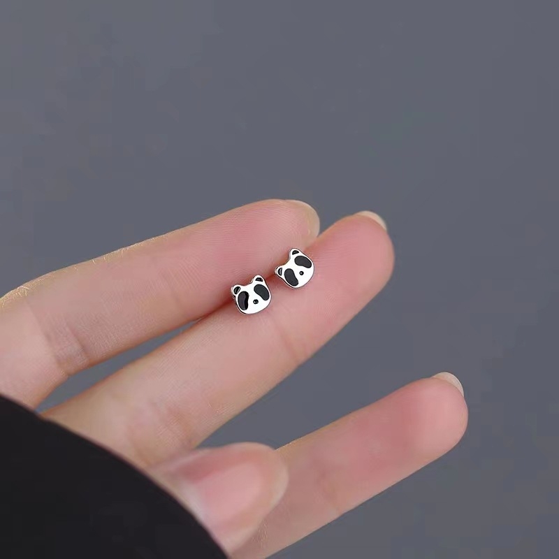 Panda od srebra 999 – mali naušnice za žene, nježni na uho, pogodni za spavanje, naušnice s klinom