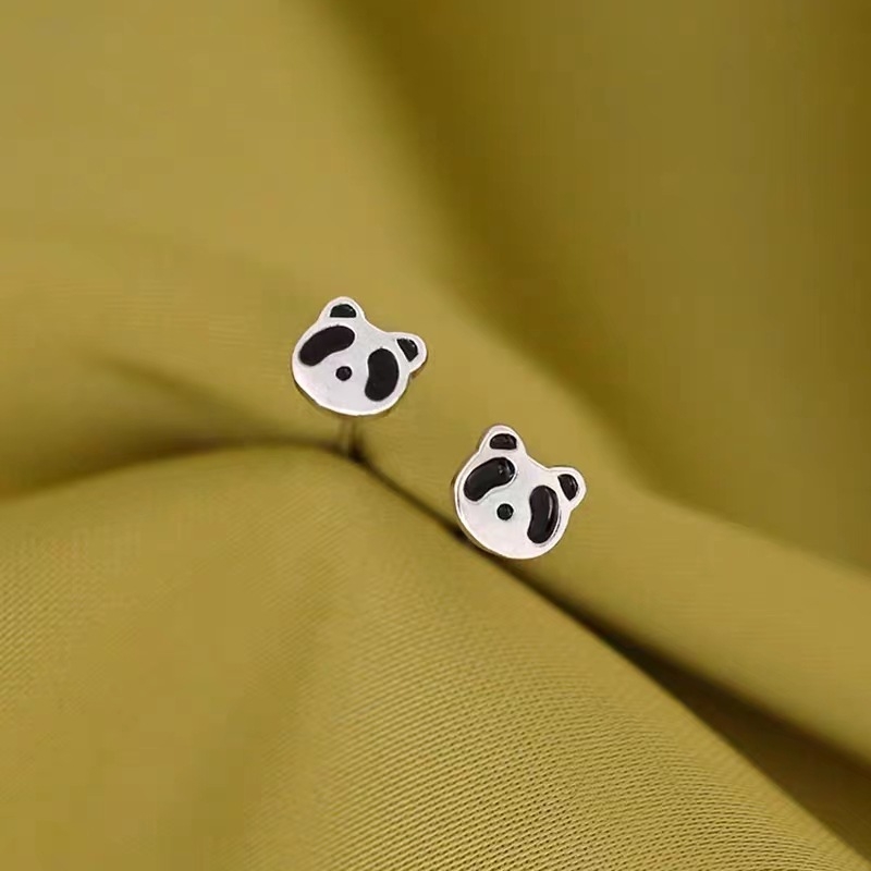 Panda od srebra 999 – mali naušnice za žene, nježni na uho, pogodni za spavanje, naušnice s klinom