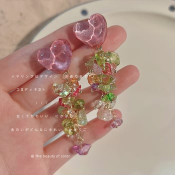 Cercei clip cu ciucuri lungi, stil Mori, lucrate manual; material: pietriș; stil: femei, vânt de vacanță; proaspăt și dulce