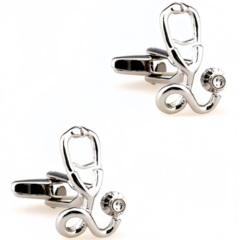 Копчета за ръкавели от стомана, френски унисекс стил, геометрична форма, електроплакиране, бял кристал