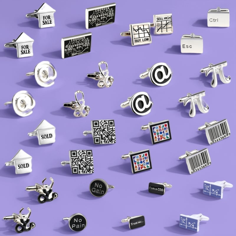 Копчета за ръкавели от стомана, френски унисекс стил, геометрична форма, електроплакиране, бял кристал