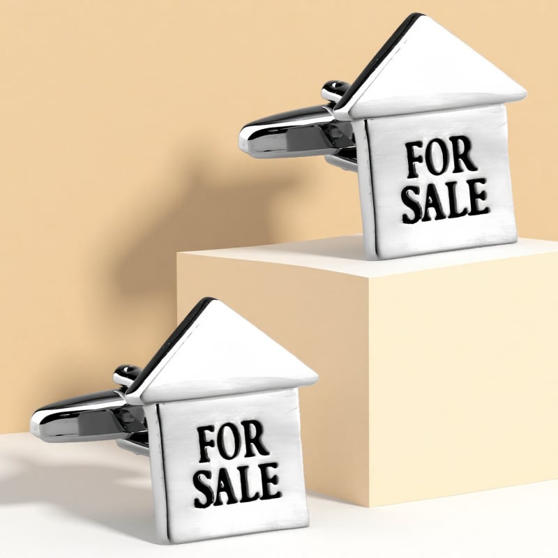 Копчета за ръкавели от стомана, френски унисекс стил, геометрична форма, електроплакиране, бял кристал