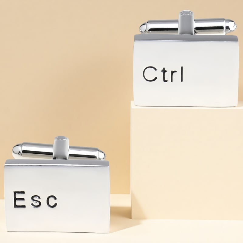 Копчета за ръкавели от стомана, френски унисекс стил, геометрична форма, електроплакиране, бял кристал