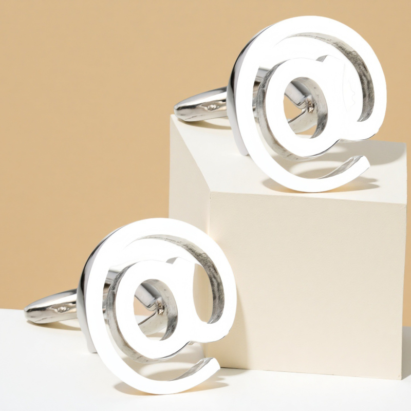 Копчета за ръкавели от стомана, френски унисекс стил, геометрична форма, електроплакиране, бял кристал