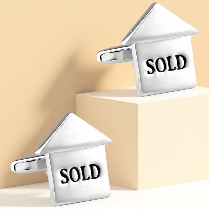 Копчета за ръкавели от стомана, френски унисекс стил, геометрична форма, електроплакиране, бял кристал