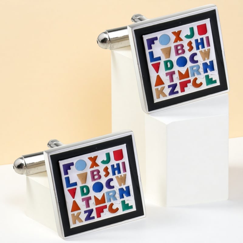 Копчета за ръкавели от стомана, френски унисекс стил, геометрична форма, електроплакиране, бял кристал