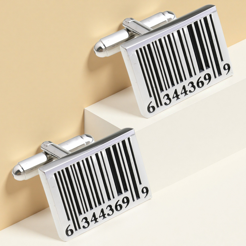 Копчета за ръкавели от стомана, френски унисекс стил, геометрична форма, електроплакиране, бял кристал