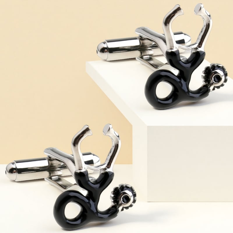 Копчета за ръкавели от стомана, френски унисекс стил, геометрична форма, електроплакиране, бял кристал