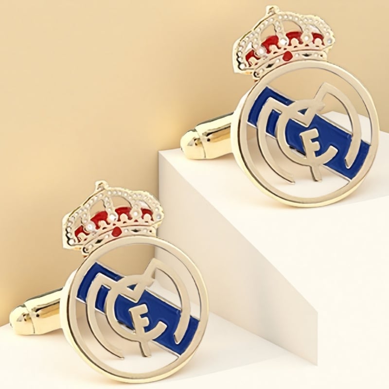 Копчета за ръкавели от стомана, френски унисекс стил, геометрична форма, електроплакиране, бял кристал