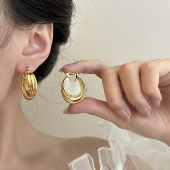 Cercei geometrice din cupru, stil Old Money, motiv Fritillaria, retro literar