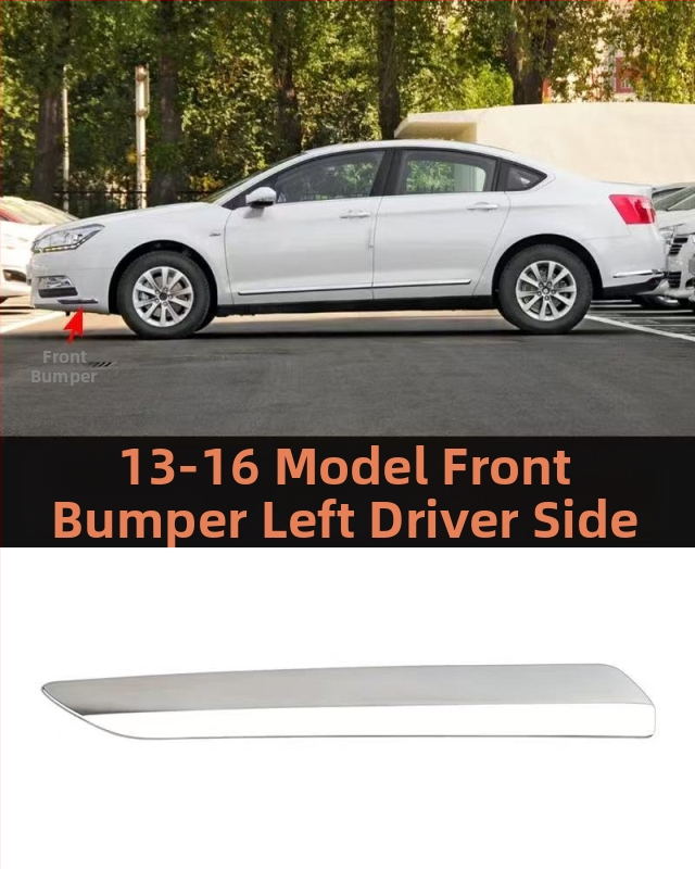 Anti-kollisiooniriba Citroën C5 ees- ja taga bumperile – ABS kate, elektroplating viimistlus, mudeli koodid 7452sh 7452sj 745326 745325 9803383180 9803383080