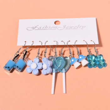 Σετ σκουλαρίκια — πλαστικό/ρητίνη, γεωμετρικά σχήματα, βερνίκι ψησίματος, για παιδιά