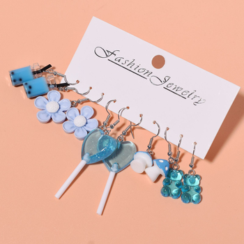 Σετ σκουλαρίκια — πλαστικό/ρητίνη, γεωμετρικά σχήματα, βερνίκι ψησίματος, για παιδιά