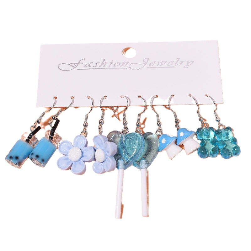 Σετ σκουλαρίκια — πλαστικό/ρητίνη, γεωμετρικά σχήματα, βερνίκι ψησίματος, για παιδιά