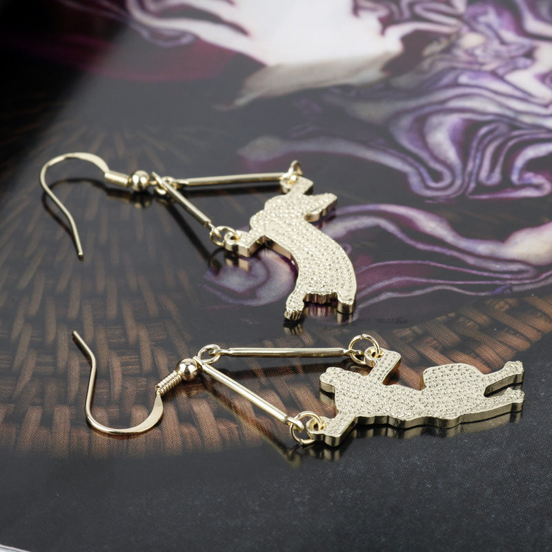 Cercei asimetrici, inspirați de desene animate, din aliaj, stil coreean, geometric pentru femei