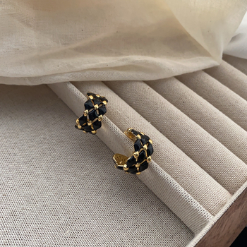 Cercei geometrici în formă de C, picătură în formă de ulei, cupru, placare electrolitică, știfturi din argint 925, stil minimalist pentru femei