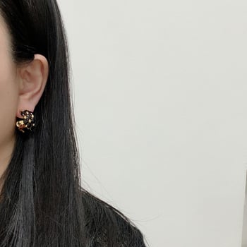 Cercei geometrici în formă de C, picătură în formă de ulei, cupru, placare electrolitică, știfturi din argint 925, stil minimalist pentru femei