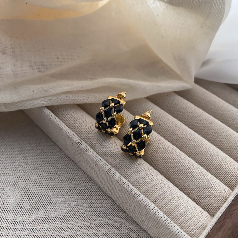 Cercei geometrici în formă de C, picătură în formă de ulei, cupru, placare electrolitică, știfturi din argint 925, stil minimalist pentru femei