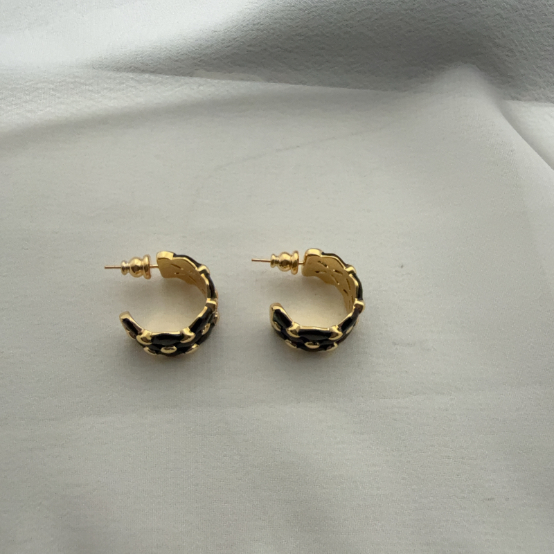 Cercei geometrici în formă de C, picătură în formă de ulei, cupru, placare electrolitică, știfturi din argint 925, stil minimalist pentru femei