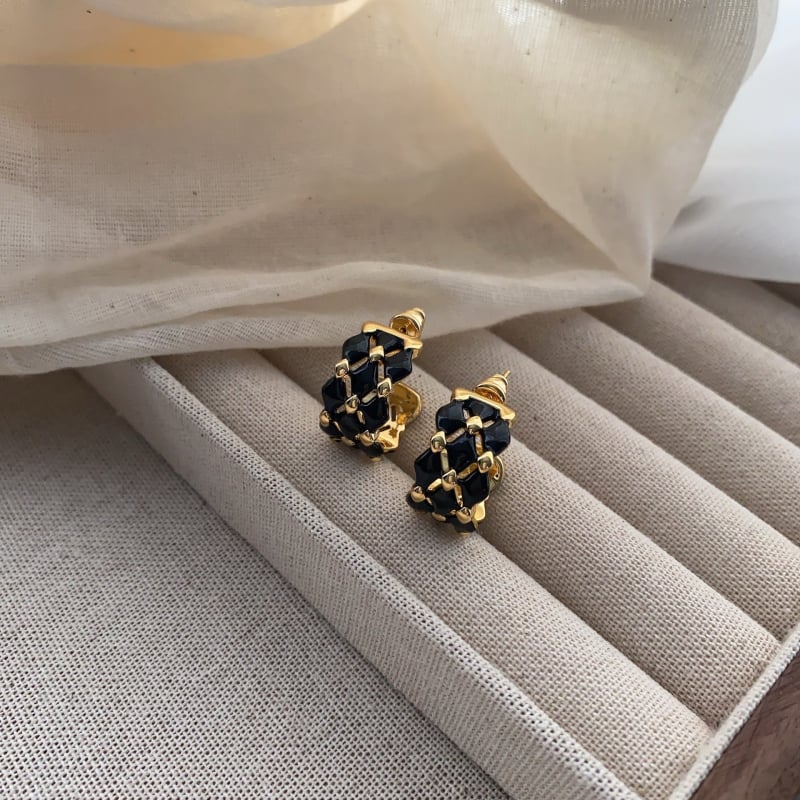 Cercei geometrici în formă de C, picătură în formă de ulei, cupru, placare electrolitică, știfturi din argint 925, stil minimalist pentru femei