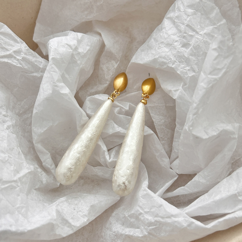 Geometrijske naušnice s imitacijskim perlama, 925 srebrni post, zlatni sloj, lagani luksuzni stil