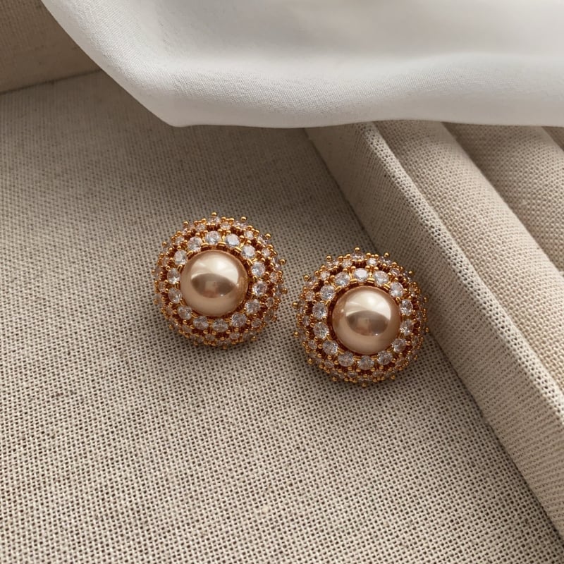 Shutong Naušnice u palacom stilu sa cirkonom, geometrijski oblik, elektroplatirano, 925 srebrni postovi