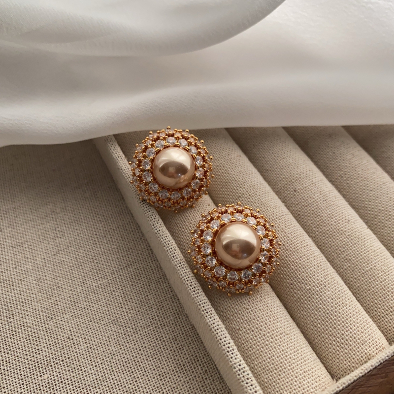 Shutong Naušnice u palacom stilu sa cirkonom, geometrijski oblik, elektroplatirano, 925 srebrni postovi