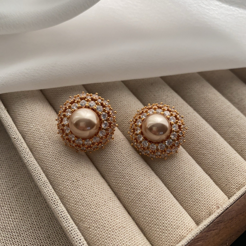 Shutong Naušnice u palacom stilu sa cirkonom, geometrijski oblik, elektroplatirano, 925 srebrni postovi