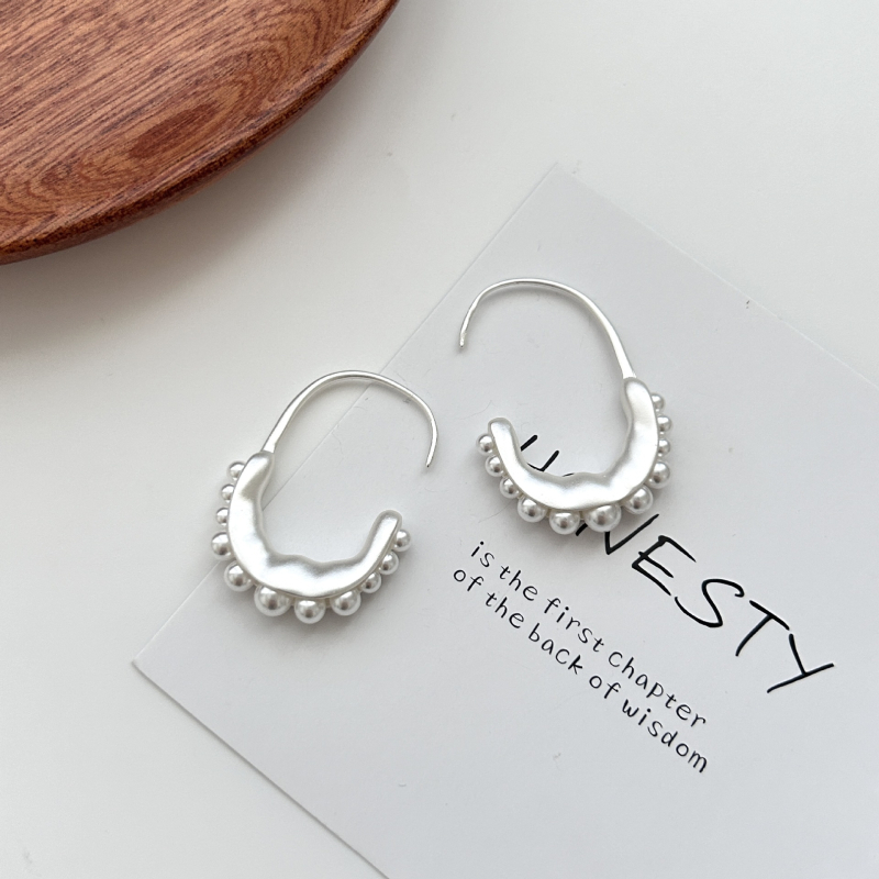 Cercei cu perle, formă geometrică, placare electroplată, stil lux lejer, pentru femei