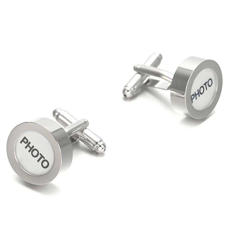 Ръкавни копчета с четирилистна детелина и нивелир с пясъчен часовник – стомана, кристал призрак