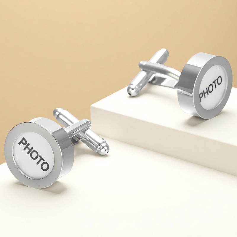 Ръкавни копчета с четирилистна детелина и нивелир с пясъчен часовник – стомана, кристал призрак