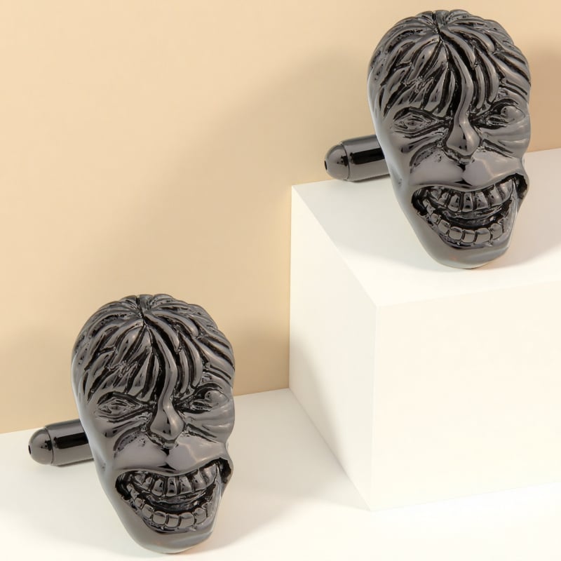 Ръкавни копчета с четирилистна детелина и нивелир с пясъчен часовник – стомана, кристал призрак