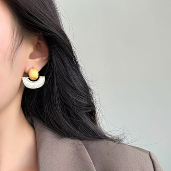 Cercei geometrici din Fritillaria, placare electroplată cu finisaj șlefuit, știfturi din argint 925, stil medieval retro, bijuterii versatile pentru femei