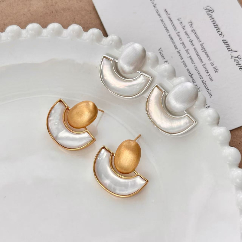 Cercei geometrici din Fritillaria, placare electroplată cu finisaj șlefuit, știfturi din argint 925, stil medieval retro, bijuterii versatile pentru femei