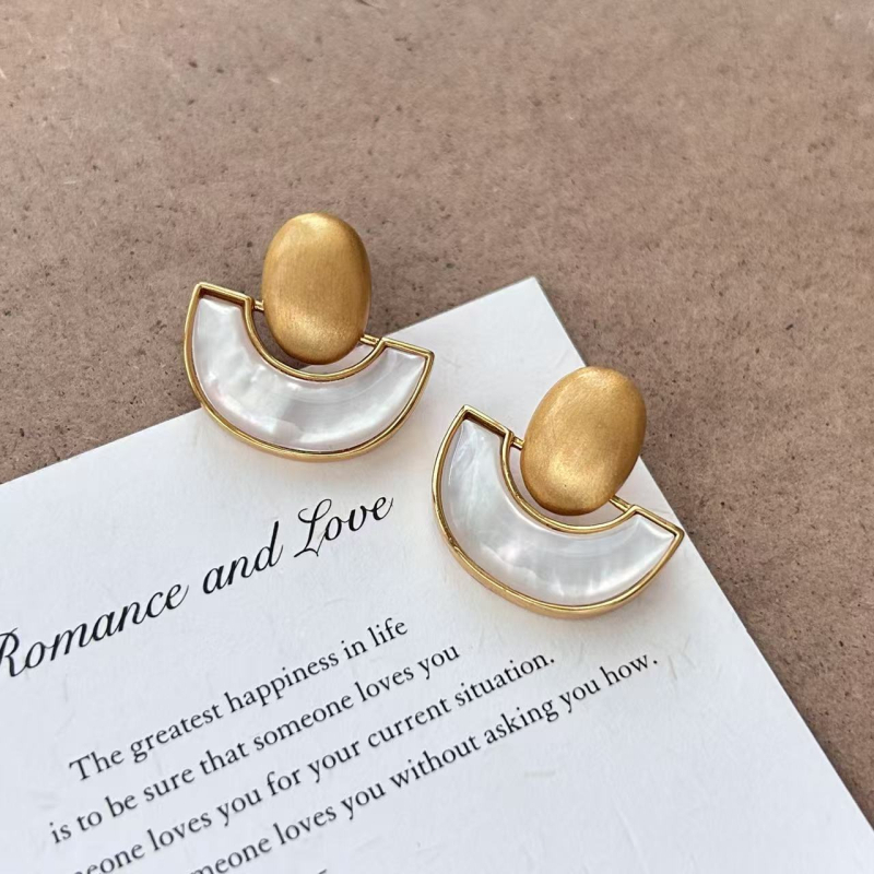 Cercei geometrici din Fritillaria, placare electroplată cu finisaj șlefuit, știfturi din argint 925, stil medieval retro, bijuterii versatile pentru femei