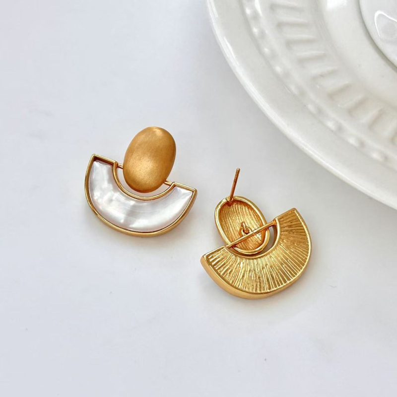 Cercei geometrici din Fritillaria, placare electroplată cu finisaj șlefuit, știfturi din argint 925, stil medieval retro, bijuterii versatile pentru femei