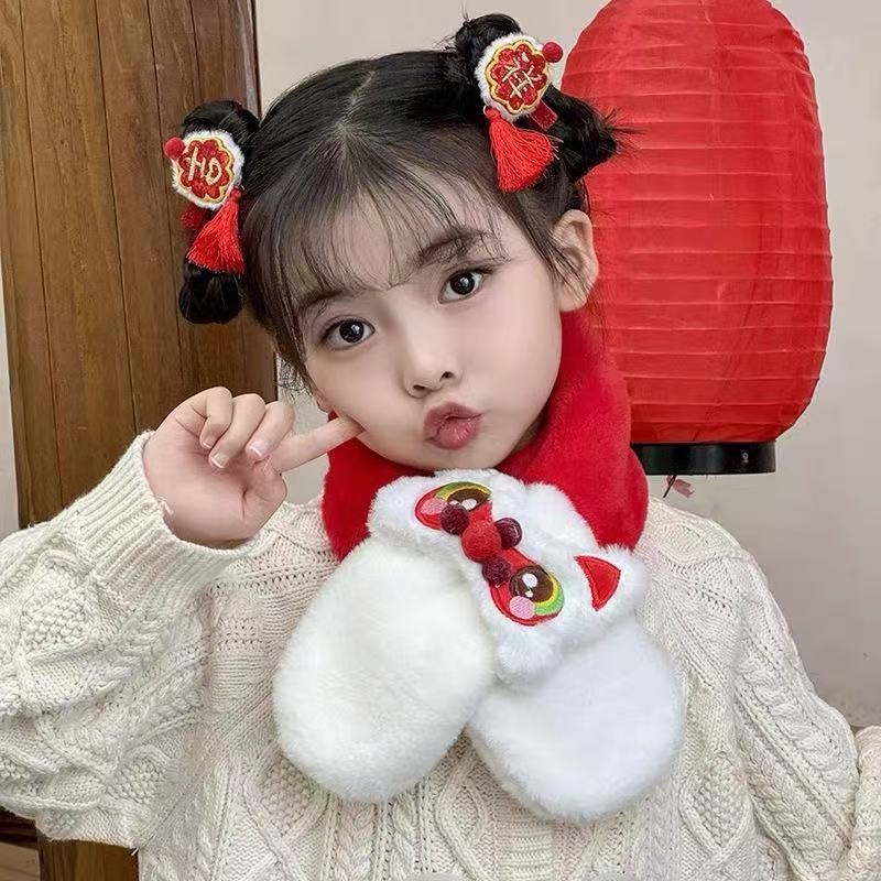 Dječji šal – poliester, karikatura uzorak, topao, jesen/zima, ravno pletenje