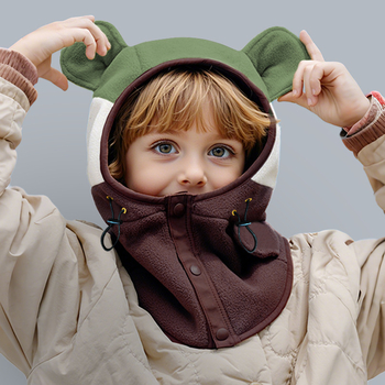 Șapcă cu glugă pentru iarnă, cu fular integrat și protecție pentru urechi, poliester, formă cupolă, pentru 2-4, 4-6, 8-10 și peste 10 ani