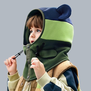 Șapcă cu glugă pentru iarnă, cu fular integrat și protecție pentru urechi, poliester, formă cupolă, pentru 2-4, 4-6, 8-10 și peste 10 ani