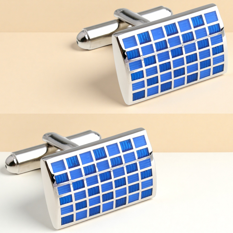 Копчета за ръкавели – френски стил, унисекс; форма констелация; стомана с електроплатина; кристал бял призрак