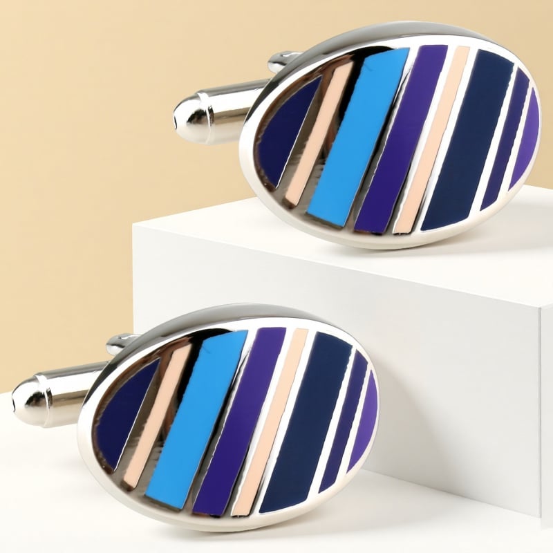 Копчета за ръкавели – френски стил, унисекс; форма констелация; стомана с електроплатина; кристал бял призрак