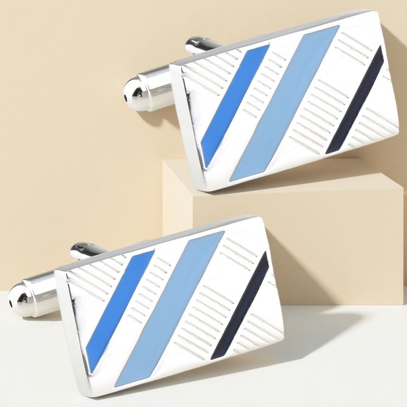 Копчета за ръкавели – френски стил, унисекс; форма констелация; стомана с електроплатина; кристал бял призрак