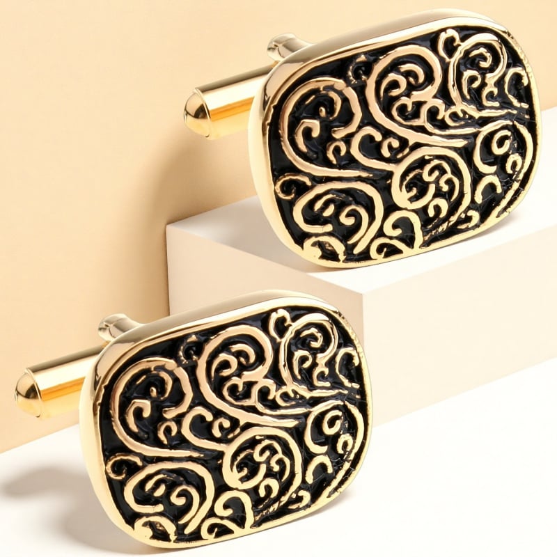 Копчета за ръкавели – френски стил, унисекс; форма констелация; стомана с електроплатина; кристал бял призрак