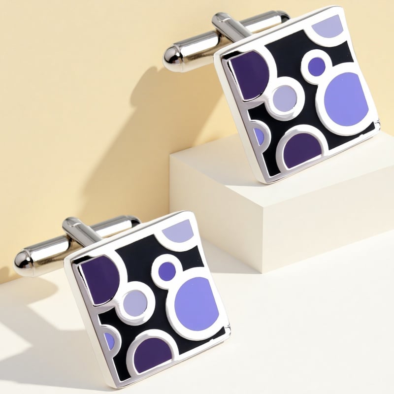 Копчета за ръкавели – френски стил, унисекс; форма констелация; стомана с електроплатина; кристал бял призрак